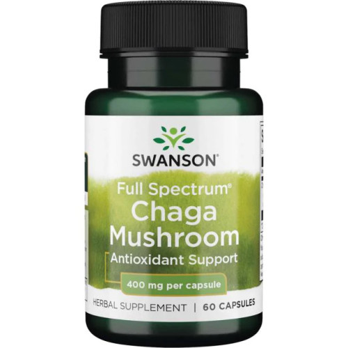Swanson Full Spectrum Chaga Mushroom Пълен Спектър Гъба Чага 400 мг 60 капсули