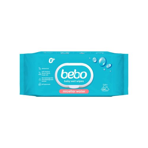 Bebo Влажни кърпички с мицеларна вода и капак х 64 бр