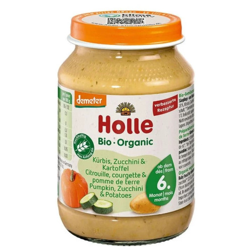 Holle Био пюре с тиквички, тиква и картофи 6М+ 190 гр