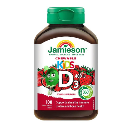 Jamieson Витамин D3 за деца с вкус на ягода 400IU х100 дъвчащи таблетки