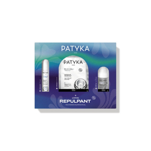 Patyka Age Specific Intensif Изпълващ балсам за устни с хиалуронова киселина 7 мл + Patyka Age Specific Intensif Лифтинг пачове за околоочен контур 1 чифт + Patyka Age Specific Intensif Усъвършенстващ изпълващ серум за лице 10 мл Комплект