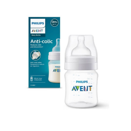 Avent Anti-Colic Бутилка с биберон за новородено със слаб поток 0М+ 125 мл