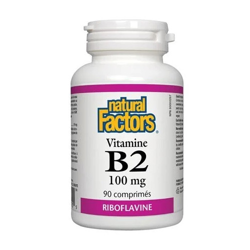 Natural Factors Vitamin B2 Рибофлавин подпомага общото състояние на организма 100 мг х 90 таблетки