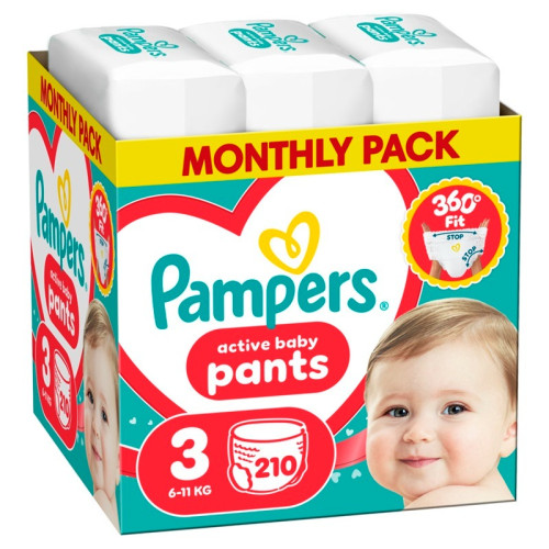 Pampers Active baby Monthly pack Пелени-гащички Размер 3 х 210 бр
