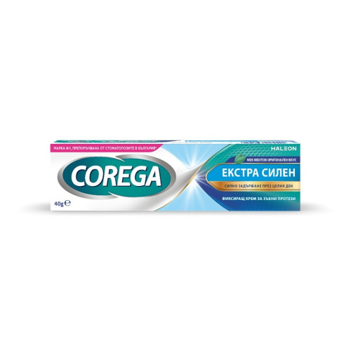 Corega Екстра силен Фиксиращ крем за зъбни протези оригинален вкус мента 40 гр
