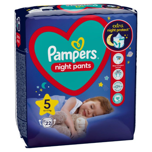 Пелени - гащички Pampers Night Pants 12-17 кг Размер 5 22 бр
