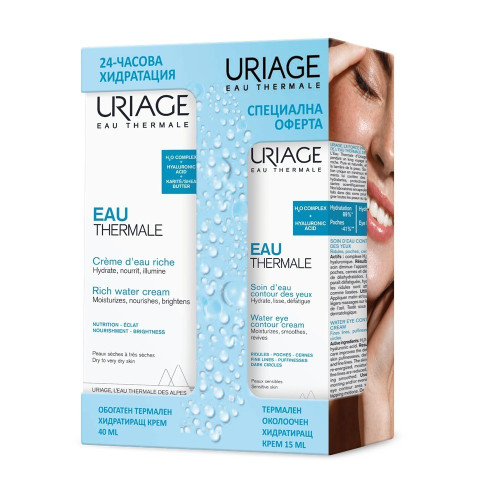 Uriage Eau Thermale Обогатен термален хидратиращ крем 40 мл + Термален хидратиращ околоочен крем 15 мл