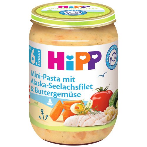 Hipp Рибно меню паста с филе от треска от Аляска и зеленчуци 6М+ 190 г