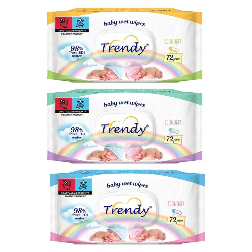 Trendy baby Мокри кърпи с капак х 72 бр