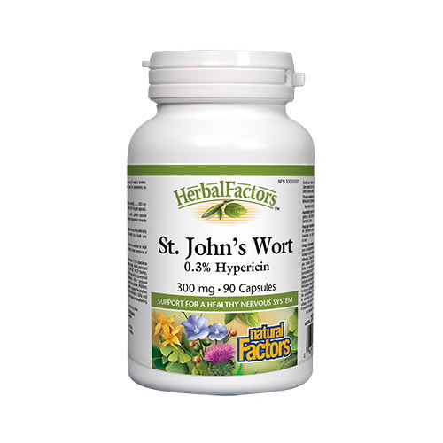 Natural Factors St. John's Wort Жълт кантарион подобрява настроението и съня 300 мг х 90 капсули