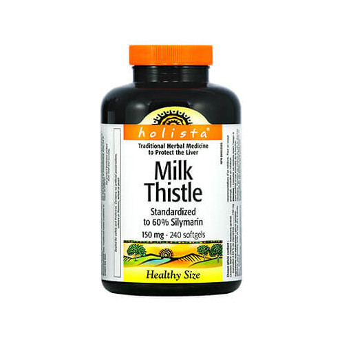 Natural Factors Holista Milk Thistle Млечен бодил при проблеми с черния дроб и жлъчката 150 мг х 240 софтгел капсули
