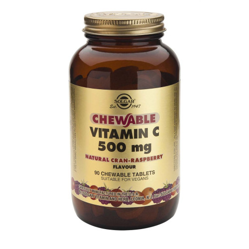 Solgar Chewable Vitamin C с вкус на малина 500 мг х90 дъвчащи таблетки