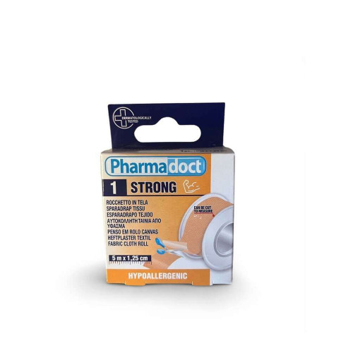 Pharmadoct Strong Хипоалергенен лейкопласт текстил 5 м х 1,25 см 