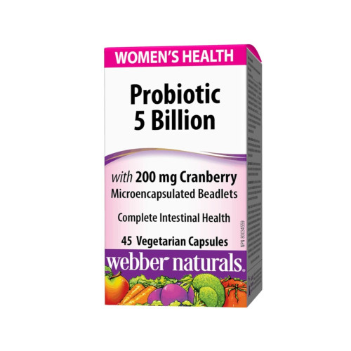 Webber Naturals Пробиотик за жени 5 млрд. активни пробиотици + 200 mg червена боровинка х45 веган капсули