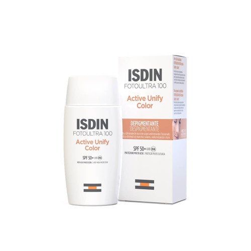 ISDIN FotoUltra 100 Active Unify Color Слънцезащитен тониран флуид с депигментиращо действие SPF50+ 50 мл