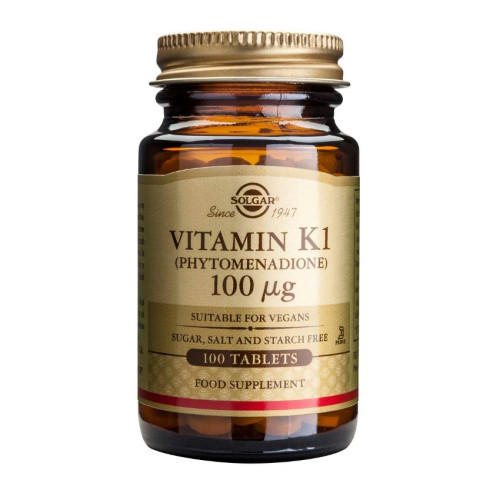 Solgar Vitamin Κ1 Витамин К1 за добро кръвосъсирване 100 мг х100 таблетки