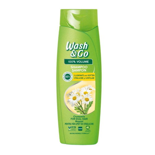 Wash & Go Chamomile Extract Шампоан за коса за блясък и обем с екстракт от лайка 360 мл