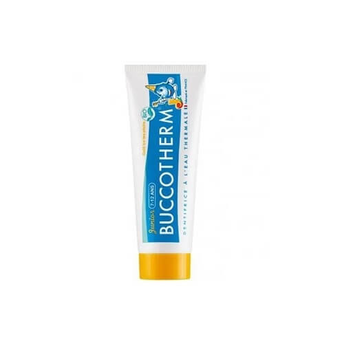 BUCCOTHERM Junior Детски био гел за зъби от 7-12 г с аромат на праскова и студен чай 50 мл