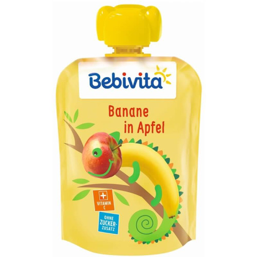 Bebivita Плодов пауч ябълка с банан без глутен 5М 90 г