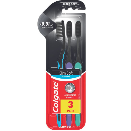 Colgate Slim Soft Charcoal  четка за зъби 2+1 бр