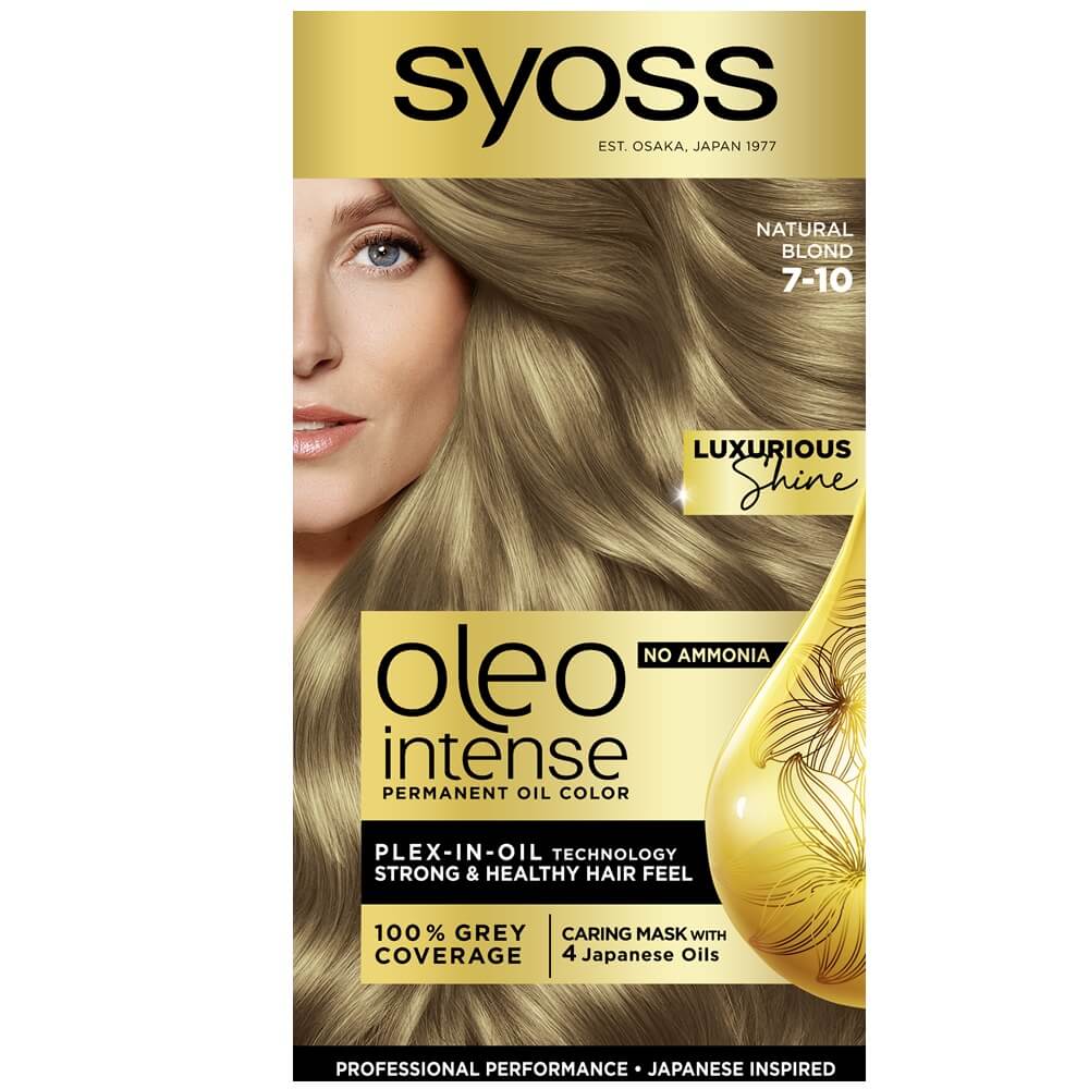 Syoss Oleo Intense Дълготрайна безамонячна крем боя за коса 7-10 Естествено рус