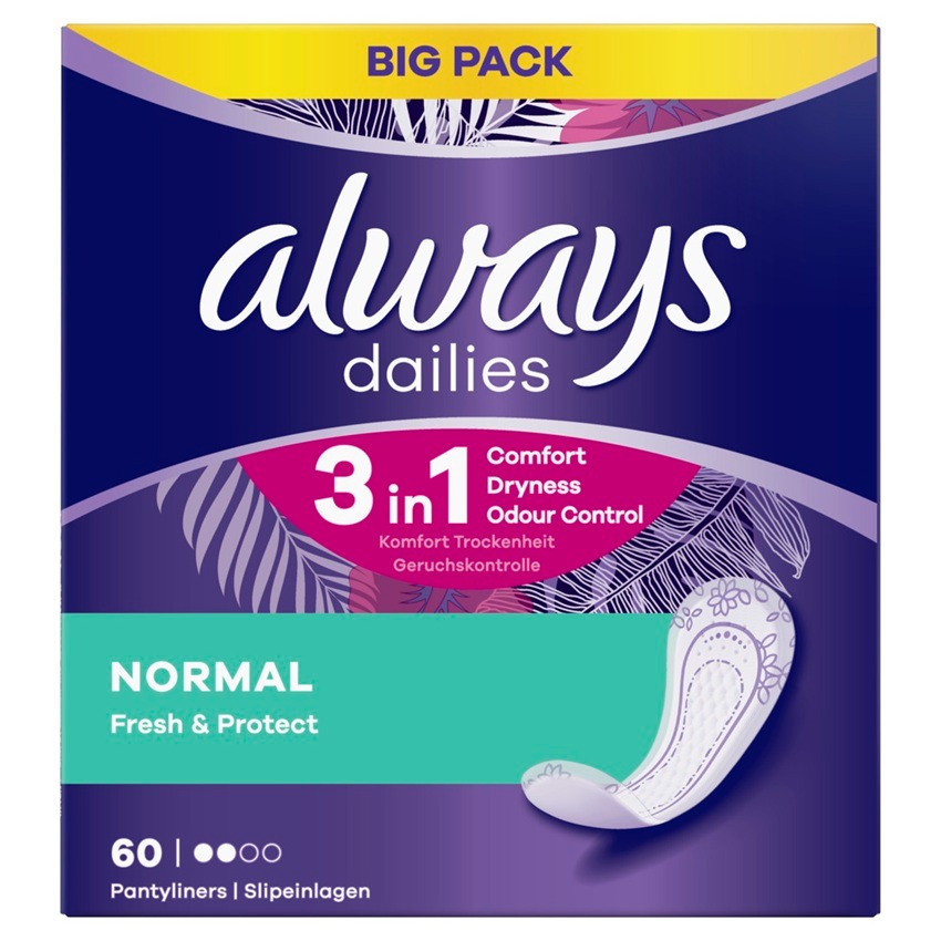 Always Dailies Normal Fresh and Protect Ежедневни превръзки x60 бр