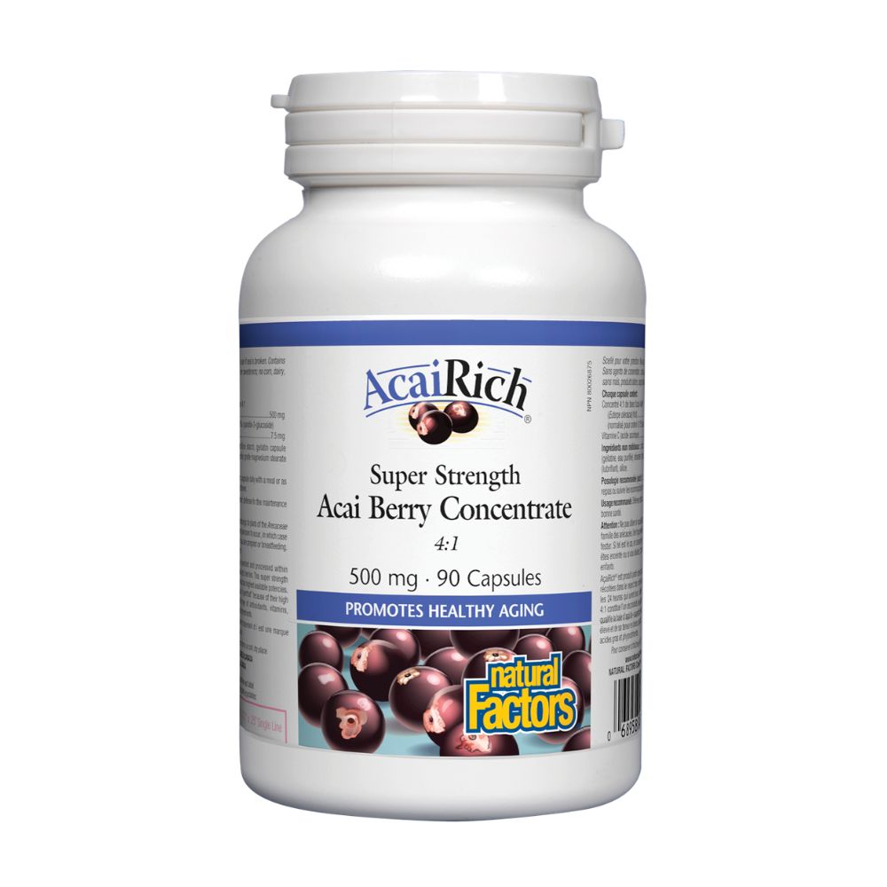 Natural Factors AcaiRich Акай Бери антиоксидант 500мг, 90 капс.