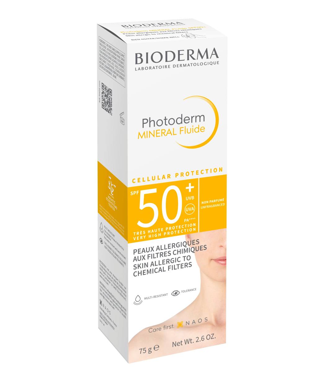 Bioderma Photoderm Mineral Слънцезащитен минерален флуид за чувствителна и алергична кожа SPF50+ 75 г