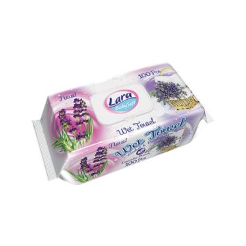 Lara Soft Мокри кърпи с екстракт от лавандула х100 бр