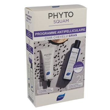 Phyto Phytosquam Интензивен шампоан против пърхот 125 мл + Шампоан против пърхот за мазна коса 250 мл Комплект