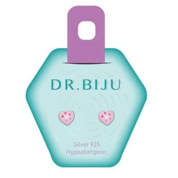 Dr. Biju Heart Silver Rose Pois Хипоалергенни медицински обеци DHE60S017