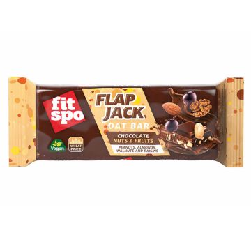  FITSPO Flapjack Nuts and Chocolate Енергиен бар Ядки и шоколад 90 гр