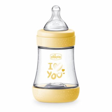 Chicco Perfect 5 Бебешко шише с биберон жълто PP 0М+ 150 мл