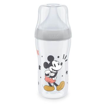 Nuk Perfect Match Temperature Control PP Шише със силиконов биберон М 3М+ 260 мл Мики Маус
