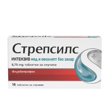 Стрепсилс Интензив мед и евкалипт без захар x 16 таблетки за смучене