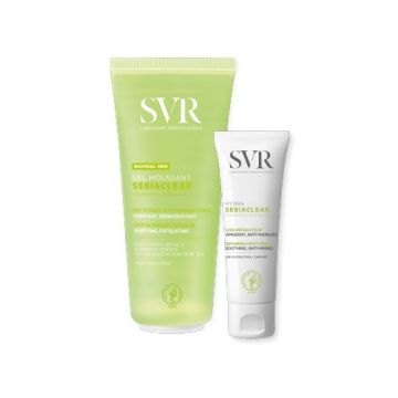 SVR Sebiaclear Хидратиращ крем за мазна и акнеична кожа 40 мл + Измивeн гел за лице за мазна и склонна към акне кожа 200 мл Комплект