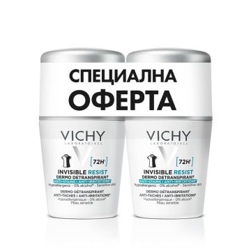 Vichy Дезодорант рол-он с до 72 часа ефект против изпотяване, петна и раздразнения 2 х 50 мл Комплект