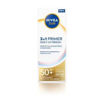 Nivea Sun 2in1 Primer Слънцезащитен серум за лице SPF50+ 30 мл