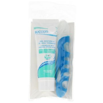 BUCCOTHERM Kit de Voyage Комплект за пътуване: Гел за чувствителни венци с аромат на свежа мента 25 мл + Четка за зъби