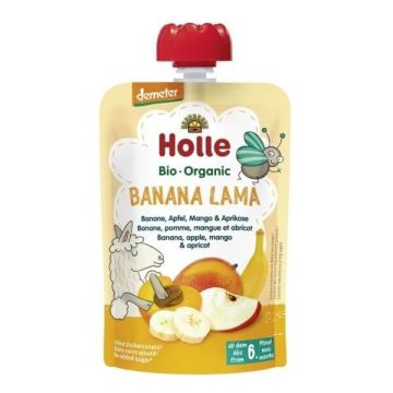 Holle Био Пауч с ябълка, банан, манго и кайсия 6М+ 100 гр