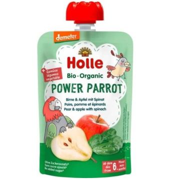 Holle Био пауч круша, ябълка и спанак 6М+ 100 гр