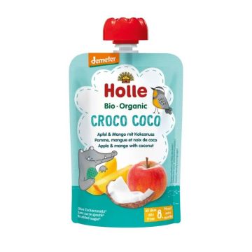 Holle Био пауч ябълка и манго с кокос 8М+ 100 гр