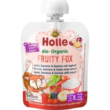 Holle Био пауч боровинка, ябълка и горски плодове с йогурт 8М+ 85 гр