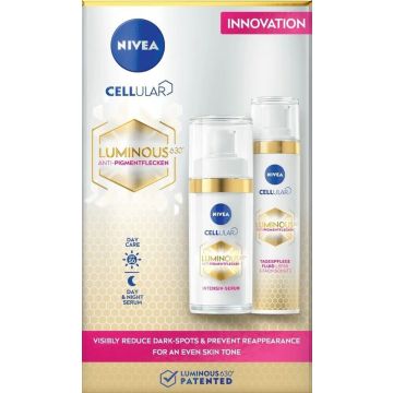  Nivea Cellular Luminous Antispot Дневен флуид срещу пигментни петна SPF50+ 40 мл + Nivea Cellular Luminous Antispot Серум срещу пигментни петна 30 мл Комплект 