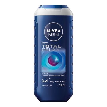 Nivea Men Total Relax Душ гел за мъже 3в1 за лице, коса и тяло 250 мл