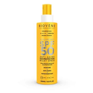Biovene Слънцезащита за лице и тяло SPF50 с хиалуронова киселина против стареене 200 мл