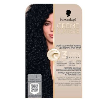 Schwarzkopf Creme Supreme Боя за коса 1-1 Хладно черно 182 мл