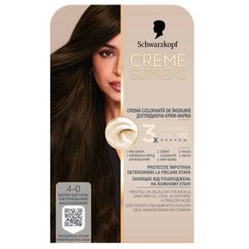 Schwarzkopf Creme Supreme Боя за коса 4-0 Естествено кафяво 182 мл