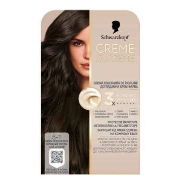 Schwarzkopf Creme Supreme Боя за коса 5-1 Хладно светло кафяво 182 мл