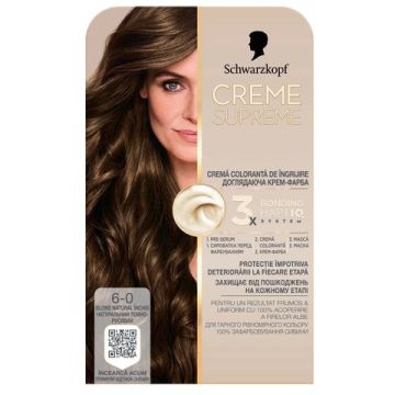 Schwarzkopf Creme Supreme Боя за коса  6-0 Естествено тъмно русо 182 мл